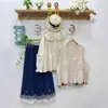 Otoño 2025 Suéter Chaleco de Punto Hecho a Mano Dulce Japonés Chaleco Calado Holgado para Mujer