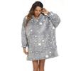 Manta con capucha perezosa de punto pulóver con diseño de estrella de cinco puntas luminosa, doble capa, para TV, ropa de dormir cálida a prueba de frío para mujer, otoño e invierno
