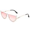23 Celebridad de Internet de personalidad europea y americana Gafas de sol de diamante Ojo de gato Moda Medio marco Sin montura Recorte Gafas de sol