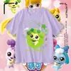 Camiseta Manga Curta Fofa e Adorável para Meninas, Top de Algodão Puro Desenho Animado em Formato de Coração Fofo, Camiseta Básica de Verão para Menininhas