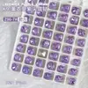 Celebridad de Internet Nuevo k9 cristal de vidrio joyería para uñas Super Brillante cuadrado grueso gota de agua corazón Diamante lavanda morado claro taladro de uñas