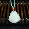 Pingente de Jade Branco de Xinjiang Jade Branco Natural Fivela de Segurança Nó de Bambu Pingente da Paz Ruyi de Jade Ornamento Pendurado com Corda