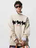 Moda Urbana Dibujos Animados Tejido Flocado para Hombre Otoño e Invierno Casual Americano Cuello Redondo Tejido Pulóver Holgado y Versátil