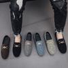 Zapatos Gorro de Punto para Hombre Verano Nuevos Zapatos de Gamuza y Piel Nobuck Joven de una Pierna Perezoso Zapatos de Negocios para Conducir de Moda para Hombres