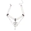 Cadena de Suéter Doble Capa con Cruz de Perlas Sintéticas Incrustada de Diamantes Personalizada Estilo Europeo y Americano Collar de Gama Alta Lujo Ligero Elegante Nicho Vintage