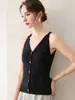 Outono Inverno 2026 Novo Cardigan de Cashmere Feminino Gola V Sem Mangas Tricô Colete Colete Ajustado ao Corpo Suéter Peça de Roupa Exterior