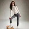 Conjunto de fitness feminino: Top esportivo com zíper e gola alta, calça de yoga de cintura alta para bumbum pêssego, conjunto esportivo de duas peças respirável e de secagem rápida