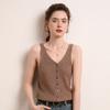 25 Início de Outono Novo Estilo Decote V Pronto para Vestir Listrado Sem Mangas Cardigã Emagrecedor Casual Caxemira Tricotada Camisola