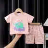 Novo Conjunto de Manga Curta Infantil Meninos Algodão Puro Shorts de Verão Comércio Exterior Meninas Camiseta Roupas Vestuário Infantil Conjunto de Duas Peças