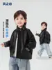 Valle del Viento 2026 Otoño Nueva Chaqueta de Cuero para Motociclista Estilo Coreano Fresca Unisex Chaqueta Versátil de Primavera y Otoño para Niños con Cuello Alto