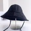Sombrero Cubo de Lona Rayado Artístico Retro Japonés para Mujer, Moda Primavera y Verano Sombrero de Sol de Ala Ancha para Cubrir el Rostro