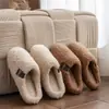 Pantuflas de Algodón Felpudo para Mujer 2026 Otoño/Invierno Nuevo Estilo Hogar Interior Más Terciopelo Cálido Antideslizantes Pareja Pantuflas de Algodón