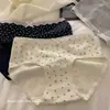 Calzones de algodón puro estilo francés para mujer con lindos lunares, ribete de encaje, tiro medio, entrepierna antibacteriana, ropa interior cómoda y transpirable para niñas