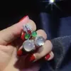 Brincos de Calcedônia Verde Inspirados em Celebridades com Formato de Ovo de Pombo Duplo, Elegantes Brincos Prateados Transparentes com Incrustações Completas de Diamante em Formato de Ovo, Brincos Stud Versáteis para Mulheres