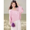 Sí, suéter de punto con cuello de lentejuelas dulces estilo francés para mujer, top de suéter casual versátil suave y acogedor