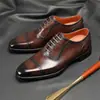 Zapatos de Piel Adelaide de Tres Paneles con Suela de Piel Genuina, Zapatos de Piel Genuina para Hombre, Zapatos Formales de Negocio, Zapatos Brogue con Cordones para Hombre