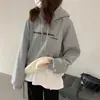 Moletom com Capuz Feminino Solto Estilo Bf Preguiçoso Outono Inverno 2026 Nova Versão Coreana Lã Engrossada Versátil Casual Tendência