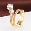 Anillo Personalizado con Forma de Serpiente con Incrustaciones de Circonita, Diseño de Nicho, Joyería de Anillo de Cobre Puro Vintage al por Mayor