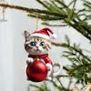 Acrílico Interessante e Fofo Gato Gordo Segurando Bola de Natal Árvore de Natal Pingente Decorativo 2D Chaveiro Celebração de Feriado