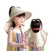 Sombrero de Protección Solar para Niños, Sombrilla de Verano, Chal Anti-UV, Sombrero con Protección para el Cuello, Lindo Sombrero de Copa Vacío de Ala Ancha para Bebés Niños y Niñas
