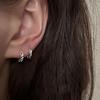 Pendientes de Plata de Ley S925 para Mujer, Clavos Florales con Diamantes Brillantes, Estilo Minimalista Ins, Forma Redonda Geométrica Compacta y Súper Brillante