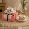 Juego de Regalo Práctico de Cerámica para Taza de Café y Platillo, Taza Personalizada para el Té de la Tarde, Sensación de Lujo Ligero y Gama Alta, Regalo Festivo