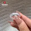 Anillo de Ágata Calcedonia Blanco Luna Transparente Natural Material Caballo para Mujer Estilo Chino Nicho Gama Alta Versátil Banda Lisa Anillo Dedo Índice