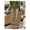 Pantalones de cintura alta, fluidos, adelgazantes, pierna curva, novedades de primavera y otoño, 100% algodón, suaves y lisos, pantalones largos casuales, modernos, versátiles, pantalones anchos holgados