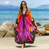 Vestido Largo Estampado de Cuello en V Estilo Bohemio Nuevo 2026, Cubre-traje Holgado Protector Solar, Vestido para Vacaciones en la Playa