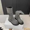 Hebilla de Cinturón Estilo Coreano de Nicho Botas de Caballero hasta Media Pantorrilla para Mujer 2026 Otoño Nuevas Botas Martin Retro Desgastadas con Punta Redonda y Tacón Grueso