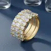 Joias Hip-Hop Estilo Europeu e Americano Conjunto de Anéis de Prata S925 Cor D Moissanite Vvs Anel de Casamento Personalizado Customização em Pequenos Lotes