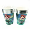 Traje de decoración para fiesta temática de la Sirena Arier plato de papel vaso de papel mantel tarjeta de inserción para pastel de niña princesa