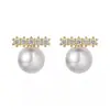 Brincos de Argola com Zircônia e Pérola Agulha de Prata Moda Exquisita Nicho Elegantes Brincos Retrô Acessível Luxo Brincos de Alta Qualidade