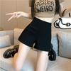 Shorts Negros de Tiro Alto en Línea A para Mujer, Shorts de Pierna Ancha Adelgazantes de Verano para Figuras Pequeñas, Adecuados para Usar Afuera