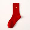 Meias desossadas de outono e inverno deste ano, atacado, estampagem a quente tridimensional, meias de festival da primavera, meias de casamento, meias vermelhas de algodão para mulheres