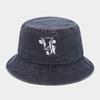 Sombrero de Cubeta Bordado de Vaca Estilo Nuevo Americano para Mujer Vintage Lavado Viejo Protección Solar Sombrero de Pescador Sombrero de Sol para Hombre Pareja