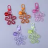 Llavero Transparente de Flor Corazón Colorido Colgante de Joyería DIY Encanto Creativa de Flor Hueca para Bolsa Venta al por Mayor