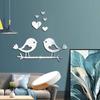 JM616 3D Love Couple Bird Estéreo Acrílico Espejo Adhesivo Dormitorio Sala de estar Adhesivo de Pared Decorativo Removible