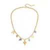 Joyas Lele Primavera/Verano Nuevos Accesorios Coloridos de Flor y Mariposa Corazón Multielemento Cadena para Clavícula Sentimental de Niña