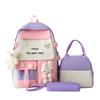 Mochila Escolar para Campus, Conveniente, Grande Capacidade, Colorida em Blocos, Mochila da Moda, Conjunto de Três Peças, Mochila Fofa, Fresca, Doce e Feminina