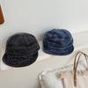 Chapéu de pescador jeans feminino estilo coreano lavado aba macia antiga rosto-olhando pequeno boné de pico moderno simples dobrável chapéu equestre