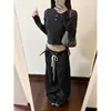 Jeans Retro Casuales de Lunares Perezosos para Mujer 2025 Nuevos Pantalones Largos Anchos Sueltos Sexys Americanos con Cordón