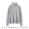 Suéter de Cachemir Puro para Mujer, Listo para Usar, con Cuello Alto Apilado y Bordes Enrollados, Top de Punto, Suéter de Cachemir para Vestir por Capas