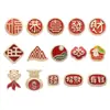 Miçangas de liga banhadas a ouro com padrão Guofeng Gongxi Fa Cai Xiangyun Nafu Acessórios para joias DIY Material para cordão de cabeça pulseira