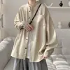 Estilo Old Money, camisa de manga longa com aparência de linho para homens, top casual retrô moderno de outono, camisa casual de corte solto, peça externa