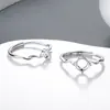 Anel S925 Prata Pura 4.2/5.2/6.2mm Base Vazia DIY Moissanita Linha Ondulada Simples e de Alto Padrão
