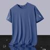 Camiseta Masculina de Verão Gelo Seda Gola Redonda Secagem Rápida Manga Curta Fina Respirável Manga Média Tamanho Grande Top Esportivo Masculino Solto Moderno