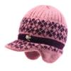 Chapéu de Inverno para Mulheres, Idosas, Chapéu de Lã Tricotado Quente com Forro de Fleece, Chapéu Pulôver com Proteção para Orelhas com Forro de Fleece para Mães de Meia-Idade e Idosas