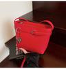 Bolsa de Balde Transfronteiriça Novo Estilo Coreano Nicho Simples Padrão Lichia Casual para o Trabalho Fivela de Cinto Distinta Bolsa Transversal Bolsa Feminina