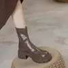 Botas de plataforma de moda para mujer, nueva colección otoño/invierno 2026, botas de moda estilo británico, botines casuales, botas de motociclista